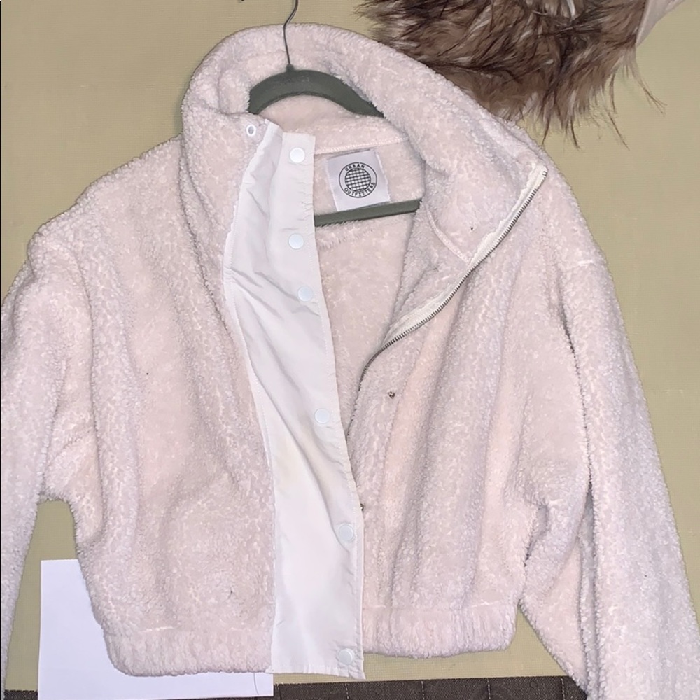 Urban outfitters crop teddy jacket